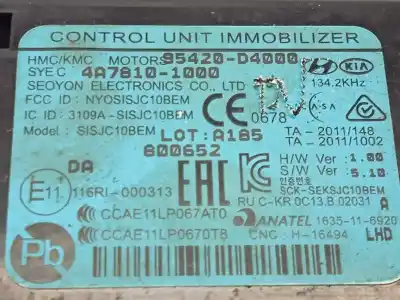 Peça sobressalente para automóvel em segunda mão módulo eletrônico por kia rio (yb) 1.2 cat referências oem iam 95420d4000  