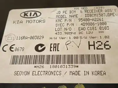 Second-hand car spare part electronic module for kia cee´d 1.0 tgdi cat oem iam references 95400a2261  