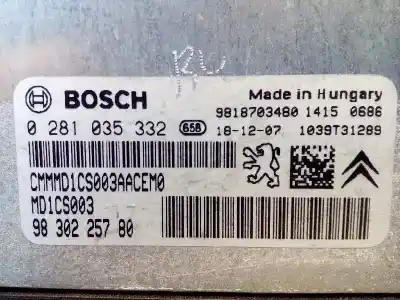 Second-hand car spare part ecu engine control for citroen c3 aircross ii (2r_, 2c_) 1.6 bluehdi 120 (2cbhzh) oem iam references 9818703480 0281035332 9830225780