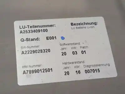 Recambio de automóvil de segunda mano de bateria electrica entre 5 kwh y 20 kwh (phev) para mercedes clase glc coupe (bm 253) (6.2016->) * referencias oem iam a2533409100  