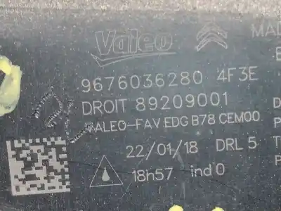 Second-hand car spare part front right headlight for citroen c4 picasso ii 1.2 thp 130 oem iam references 9676036280  