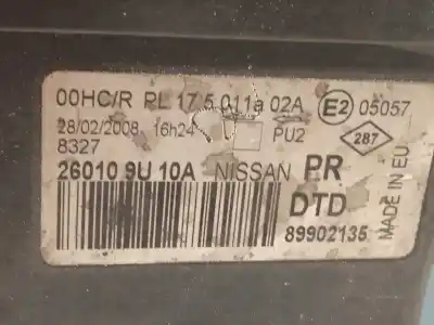 Peça sobressalente para automóvel em segunda mão farol / farolim direito por nissan note (e11e) tekna referências oem iam 260109u10a  