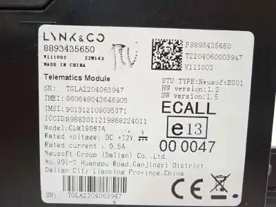 Second-hand car spare part hands free module for lynk & co 01 phev oem iam references 8893435650  
