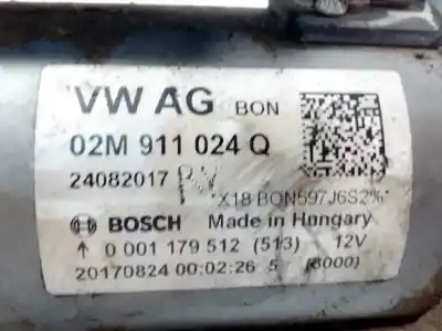 Pezzo di ricambio per auto di seconda mano motorino di avviamento per seat ibiza (kj1) 1.0 tsi riferimenti oem iam 02m911024q 0001179512 