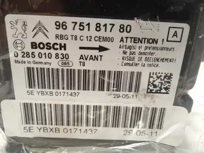 Автозапчастина б/у блок управління подушками безпеки для peugeot 5008 (0e/0a) desde 05/2009 1.6 hdi посилання на oem iam 9675181780 0285010830 