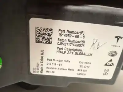 Tweedehands auto-onderdeel linker koplamp voor tesla model 3 (5yj3) ev oem iam-referenties 151495200c  151495200e