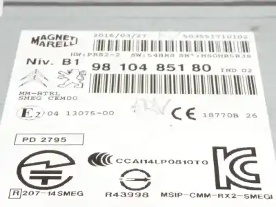 Автозапчастина б/у аудіо система / радіо cd для citroen c4 grand picasso ii (da_, de_) 1.2 thp 130 посилання на oem iam 9810485180 503551710102 