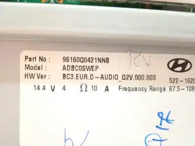 Автозапчастина б/у аудіо система / радіо cd для hyundai bayon (bc3) 1.2 mpi посилання на oem iam 96160q0421nnb  