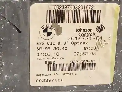 Second-hand car spare part multifunction display for bmw x6 (e71, e72) xdrive 35 d oem iam references 65509223682  