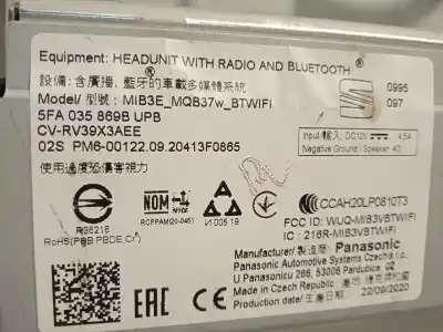 Pezzo di ricambio per auto di seconda mano display multifunzione per seat leon (kl1) 1.0 tsi riferimenti oem iam 5fa035863b  5fa035869bupb