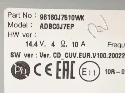 Автозапчасти б/у многофункциональный дисплей за kia xceed (cd) 1.5 t-gdi ссылки oem iam 96160j7510wk abdc0j7ep 