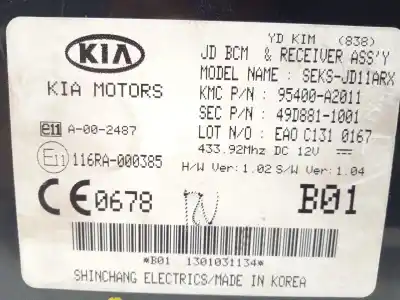 Автозапчасти б/у электронный модуль за kia cee'd (jd) 1.6 crdi 110 ссылки oem iam 95400a2011  