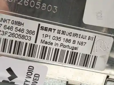 Second-hand car spare part audio system / radio cd for seat leon (1p1) 1.9 tdi oem iam references 1p1035186b  1p1035186bn87