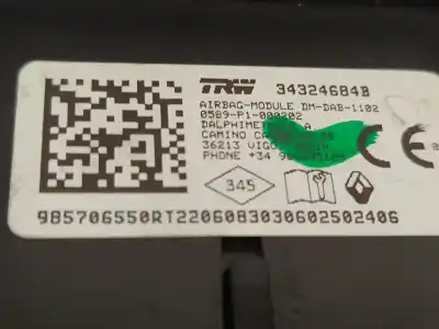 Second-hand car spare part airbag kit for renault captur ii (hf_) tce 90 (hfm6) oem iam references 681001063r 985706550r 985153461r