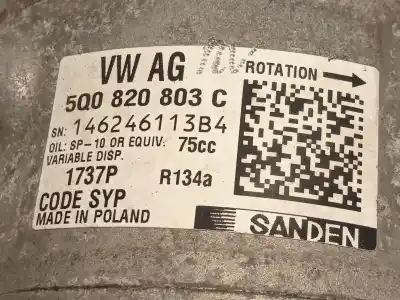 Автозапчастина б/у компресор кондиционера для skoda octavia iii (5e3, nl3, nr3) 1.6 tdi посилання на oem iam 5q0820803c  
