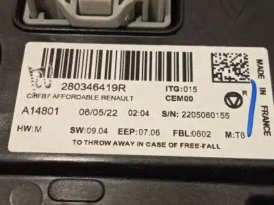 Second-hand car spare part multifunction display for renault captur ii (hf_) tce 90 (hfm6) oem iam references 280346419r  