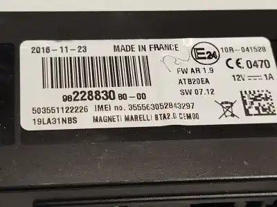 Автозапчастина б/у електронний модуль для citroen c4 grand picasso ii (da_, de_) 1.6 bluehdi 120 посилання на oem iam 9822883080  