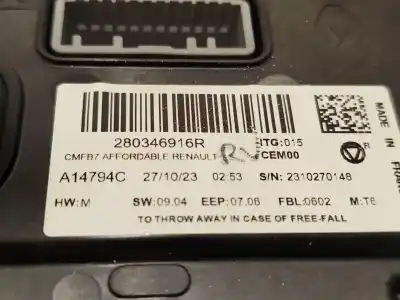 Second-hand car spare part multifunction display for renault clio v (b7_) 1.6 e-tech 145 (b7mu) oem iam references 280346916r  
