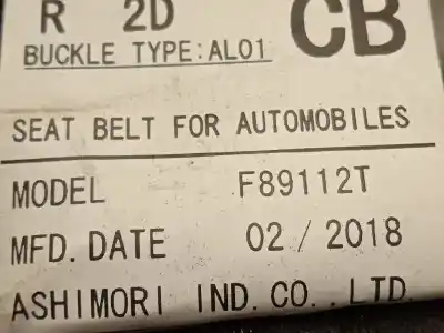 Second-hand car spare part rear right seat belt for subaru brz sport oem iam references f89112t  