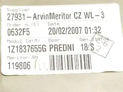 Second-hand car spare part driver left window regulator for skoda octavia ii (1z3) 1.9 tdi oem iam references 1z1837655g  1t0959701d