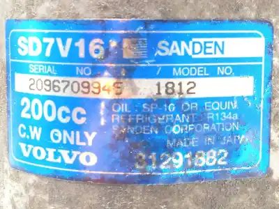 Second-hand car spare part air conditioning compressor for volvo v50 (545) 1.6 d oem iam references 31291882 sd7v16 