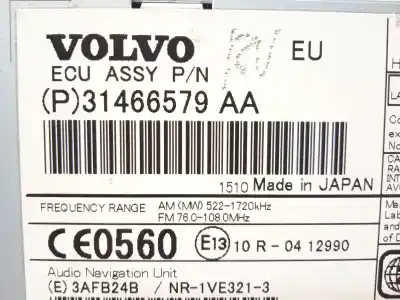 Second-hand car spare part audio system / radio cd for volvo s60 ii (134) d2 oem iam references 31466579  p31466579