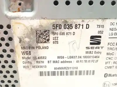 Second-hand car spare part audio system / radio cd for seat leon st (5f8) 2.0 tdi 4drive oem iam references 5f0035871d  5f0035871d2zz