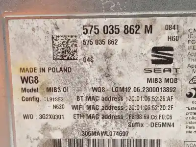Автозапчастина б/у gps навігаційна система для seat ateca (kh7, khp) 1.5 tsi посилання на oem iam 575035862m  