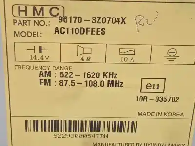 Piesă de schimb auto la mâna a doua sistem audio / cd radio casetofon pentru hyundai i40 1.7 crdi cat referințe oem iam 961703z0704x 961703z070 