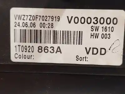 Автозапчастина б/у панель інструментів для volkswagen caddy ka/kb (2k) kombi посилання на oem iam 1t0920863a  1t0920863az02