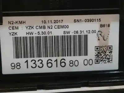 İkinci el araba yedek parçası enstrüman paneli için citroen c3 cactus (2017 - ...) c3 (b618) oem iam referansları 9813361680  