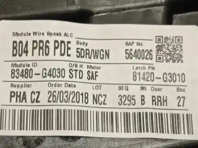 Автозапчасти б/у задний правый стеклорегулятор за hyundai i30 (pde, pd, pden) 1.4 t-gdi ссылки oem iam 83480g4030 83460g4010 83481g4000