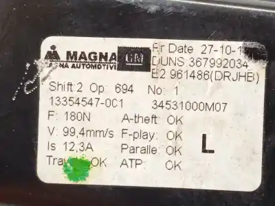 Second-hand car spare part driver left window regulator for opel meriva b monospace (s10) 1.7 cdti (75) oem iam references 13354547  95508037