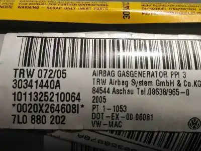 Second-hand car spare part front right air bag for volkswagen touareg (7la) tdi r5 oem iam references 7l0880202  