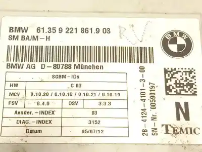Pezzo di ricambio per auto di seconda mano modulo elettronico per bmw x6 (e71) xdrive40d riferimenti oem iam 61359221861  