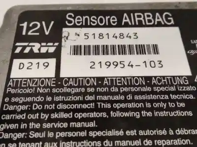 Автозапчастина б/у блок управління подушками безпеки для fiat croma (194_) 1.9 d multijet (194axc1b 194axc12) посилання на oem iam 51814843 219954103 