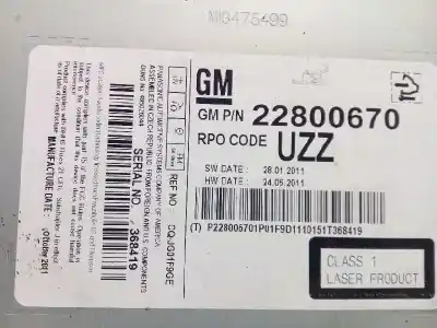 Gebrauchtes Autoersatzteil audiosystem / radio-cd zum opel insignia berlina excellence oem-iam-referenzen 22800670  