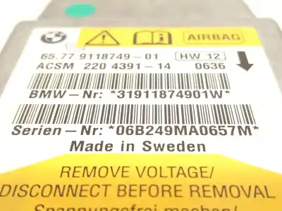 Second-hand car spare part airbag control unit for bmw 5 (e60) 520 d oem iam references 65779118749  