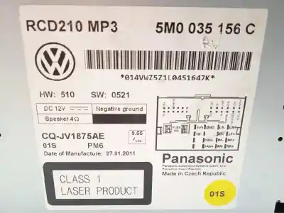 Автозапчасти б/у аудиосистема / радио cd за volkswagen polo (6r1) advance ссылки oem iam 5m0035156c  