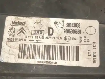 Автозапчасти б/у правая фара за citroen berlingo multispace (b9) 1.6 hdi 75 / bluehdi 75 ссылки oem iam 9806306580 90043838 