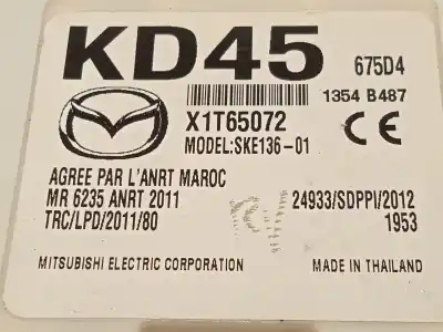 Peça sobressalente para automóvel em segunda mão módulo eletrônico por mazda cx-5 (ke, gh) 2.2 d (ke2fw) referências oem iam kd45675d4 x1t65072 