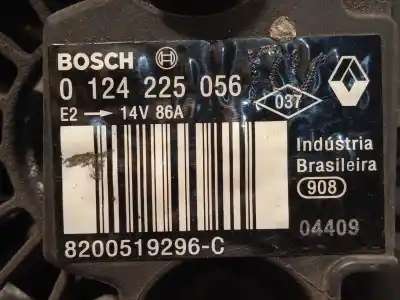 Second-hand car spare part alternator for renault twingo ii (cn0_) 1.2 16v (cn04, cn0a, cn0b) oem iam references 8200519296 0124225056 8200519296c