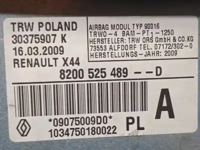 Автозапчасти б/у комплект подушки безопасности за renault twingo ii (cn0_) 1.2 16v (cn04, cn0a, cn0b) ссылки oem iam 8200525489 8200896811 8200527574