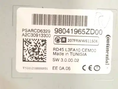 Gebrauchtes Autoersatzteil audiosystem / radio-cd zum citroen c-elysee (dd_) 1.6 vti 115 (ddnfp0, ddnfp6, ddnfp9) oem-iam-referenzen 98041965zd a2c30913300 