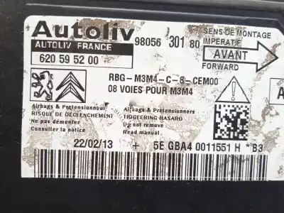 İkinci el araba yedek parçası hava yastigi kontrol ünitesi için citroen c-elysee (dd_) 1.6 vti 115 (ddnfp0, ddnfp6, ddnfp9) oem iam referansları 9805630180 620595200 