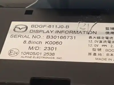 Second-hand car spare part multifunction display for mazda 3 fastback (bp) 2.0 skyactiv-g m hybrid oem iam references bdgf611j0b  