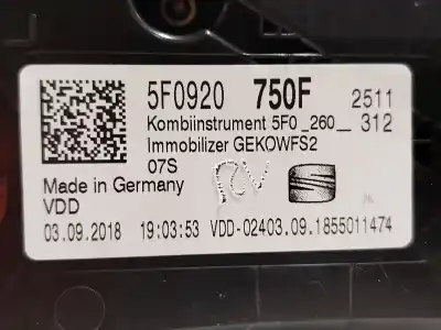 Автозапчастина б/у панель інструментів для seat ateca (kh7, khp) 1.5 tsi посилання на oem iam 5f0920750f  