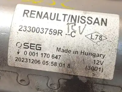 Peça sobressalente para automóvel em segunda mão motor de arranque por renault megane iv fastback (b9a/m/n_) 1.5 blue dci 115 (b9a6) referências oem iam 233003759r 0001170647 