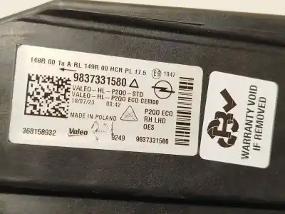 Second-hand car spare part right headlight for opel mokka 1.2 (76) oem iam references 9837331580 368158932 