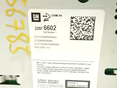 Pezzo di ricambio per auto di seconda mano impianto audio / radio cd per opel astra j sedán 1.7 cdti (69) riferimenti oem iam 22976602  